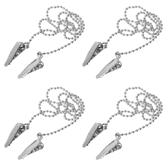 4PCS 19.96inch Metal Napkin Clip Chain Lanyard Dental Bib Clips with Ball Chains and Clamps Reusable Bib Holder Chain Clips