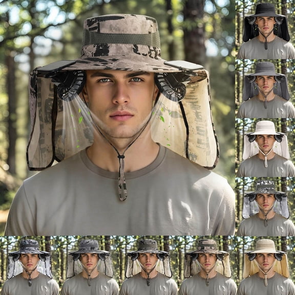 Kcolen Sun Hats for Men Large Head Solar Powered Fan Hat Wide Brim Neck for Outdoor Summer Adventures