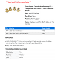 thumbnail image 2 of Front Upper Control Arm Bushing Kit - Compatible with 1995 - 2005 Chevy Blazer 1996 1997 1998 1999 2000 2001 2002 2003 2004, 2 of 2