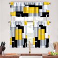 thumbnail image 1 of Yellow Kitchen Curtains Tiers and Valances Set 3 Piece for Windows Gold Geometric Modern Art Kitchen Window Curtains Set,Grey and Black Valances for Living Room(36" Tiers Set), 1 of 1