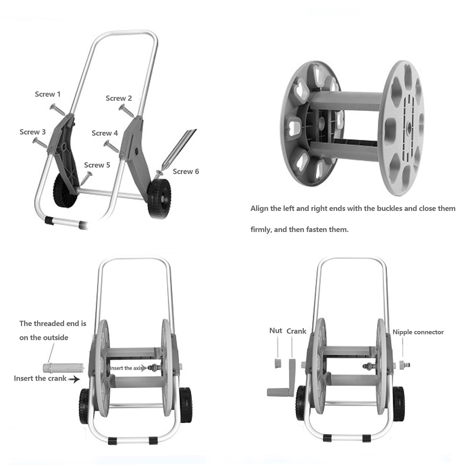 Yajisi Hose Reel Cart with Wheels Heavy Duty Garden Hose Reels for Outside 60m Hose Capacity Manual Push Type Yellow (32.1 x 16.5 x 15.4 inches / 81.5 x 42 x 39 cm)