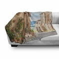 thumbnail image 3 of Mediterranean Soft Flannel Fleece Blanket, Medieval Old Town in Tuscany Mediterranean Historic Culture Village Town Stone Photo, Cozy Plush for Indoor and Outdoor Use, 60" x 80", Tan, by Ambesonne, 3 of 6