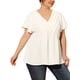 thumbnail image 1 of Blusa de mujer de talla grande GRACE & GRANDEUR con escote en V, mangas acampanadas, volantes y peplum, color blanco, talla 3X, 1 of 1