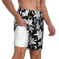 thumbnail image 3 of Goofa Lilies Flowers Printed Men's Swim Trunks Board Shorts Quick Dry Mens Swimming Trunks with Compression Liner,Breathable Fit Hawaii Beach Shorts-X-Large, 3 of 9