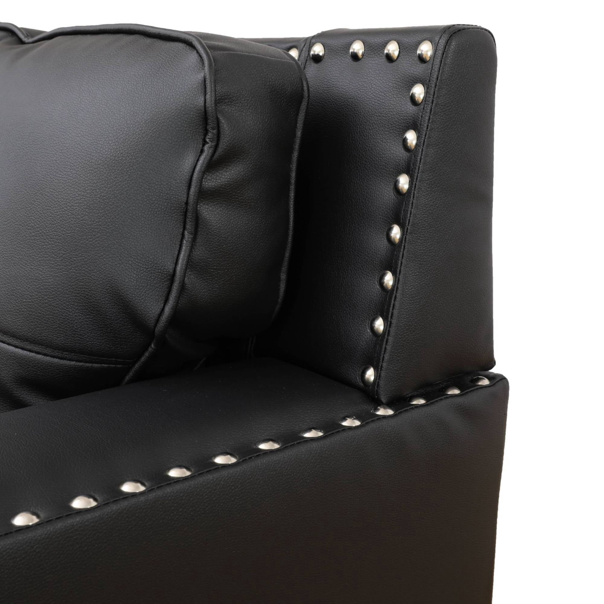 TrumanPick Leather Sofa Couch Set, Modern Sofa and Loveseat Sets, Modular Sectional Couch Furniture Sets for Living Room, Black