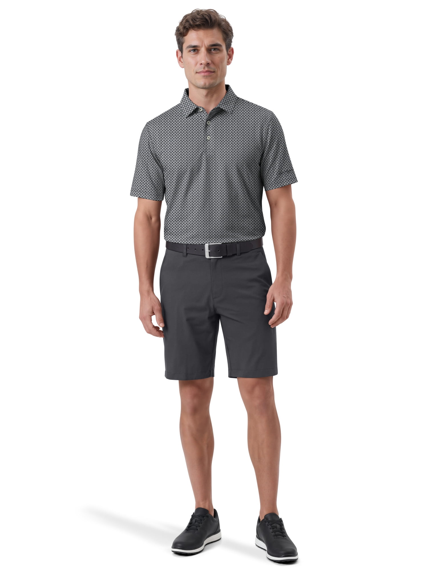 Ben Hogan Performance Men's & Big Men's Herringbone Print Short Sleeve Golf Polo Shirt, Sizes S-4XLT