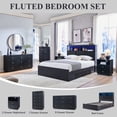thumbnail image 6 of Aitjunz Modern Queen Size Bed Frame with 50" Tall Storage Headboard, 4 Under-Bed Storage Drawers, Fluted Wood Platform Bed w/ LED Lighting and Charging Station, No Box Spring Needed, Black, 6 of 6