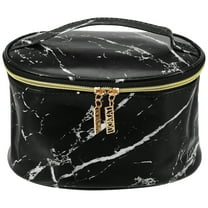 Unique Bargains Makeup Bag Marble Cosmetic Travel Bag Make Up Brush Organizer Bag Storage for Women Black 8"x6"x5"