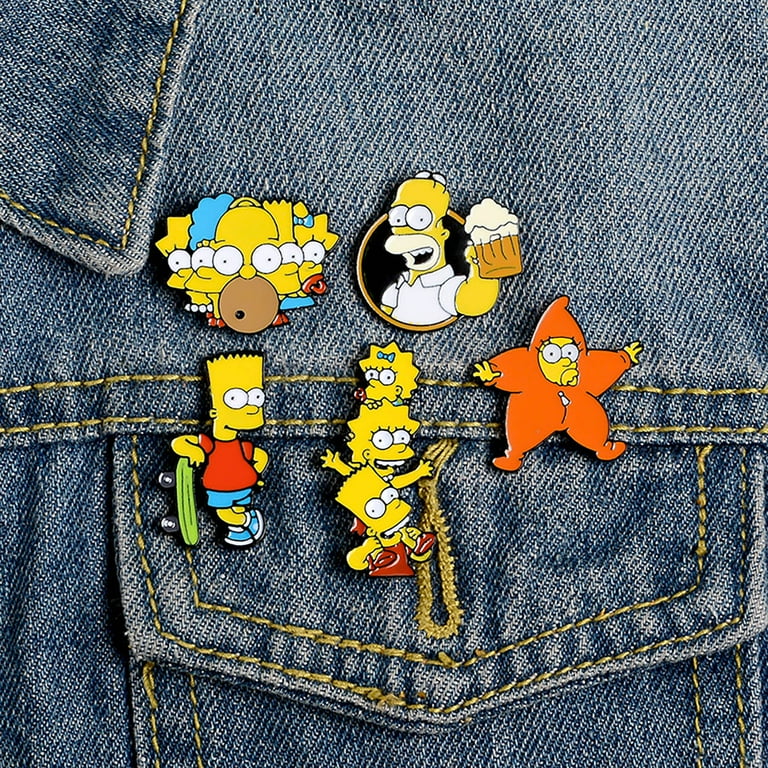 ZILEFSILK 9 Pcs Funny Animation The Simpsons Pack Enamel Pins Set