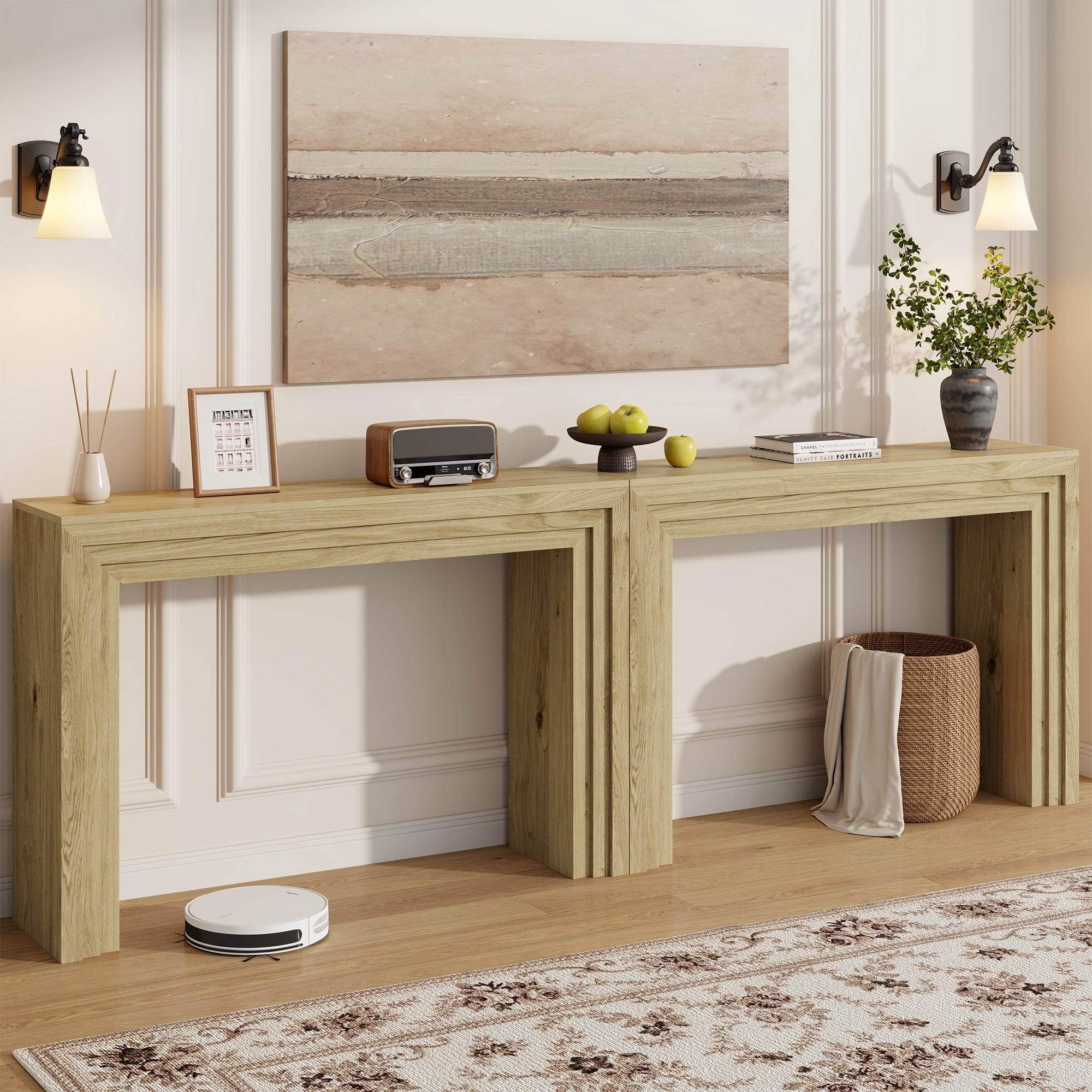 Laintene Oak Entryway Table, 43" farmhouse Console Table for Living Room, Narrow Sofa Table Behind the Couch, Accent Table for Hallway, Foyer, Entrance