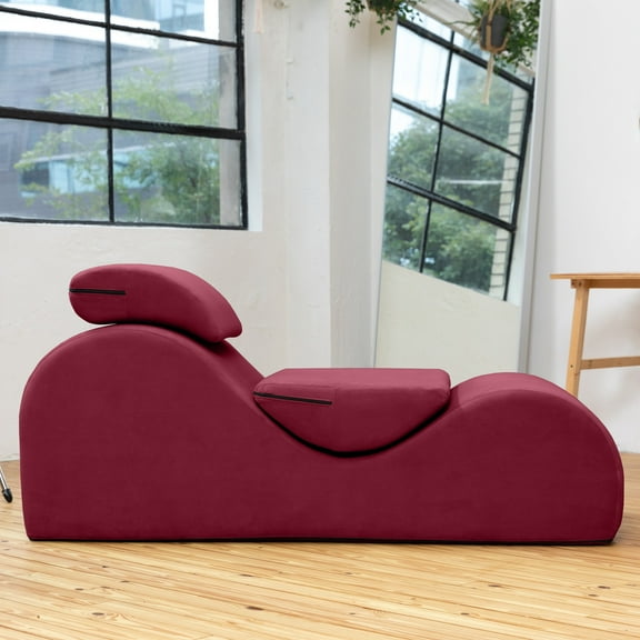 Avana Luvu Lounger Elegant Adults Modern Exercise and Relaxation Solid High Back Microfiber, Merlot
