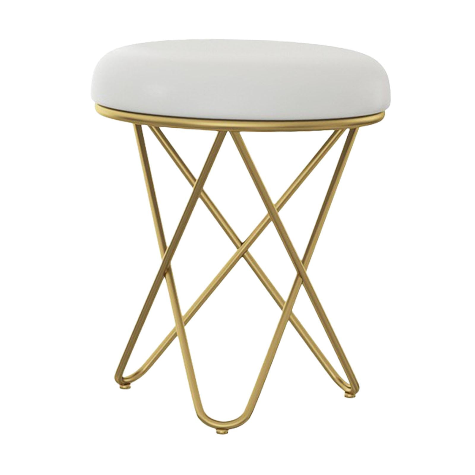 Abbracc Makeup Vanity Stool Cushion Modern Footrest Stool for Office Indoor Entryway White