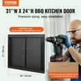 thumbnail image 4 of VEVOR BBQ Access Door, 31W x 24H Inch Double Outdoor Kitchen Door, Cold Plate Flush Mount Door, Wall Vertical Door with Handles, for BBQ Island, Grilling Station, Outside Cabinet, 4 of 9