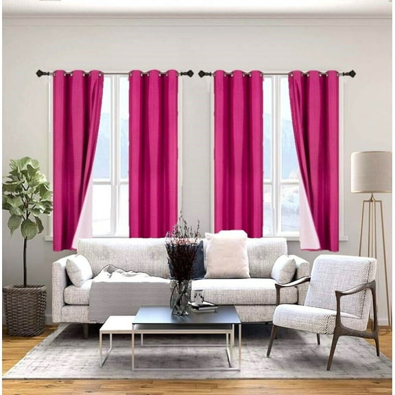 Hot Pink 2-Piece Adam 100% Blackout Grommet-Top Curtain for large Window Door Room Décor 95" L