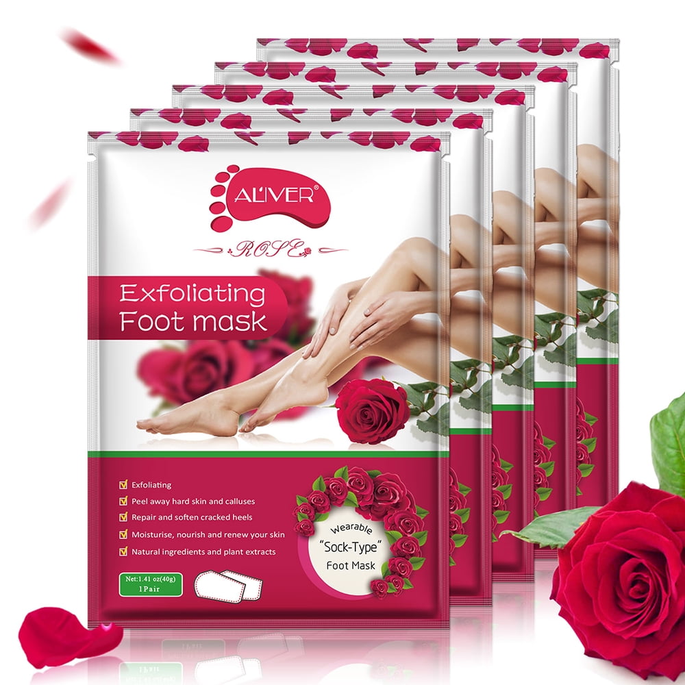 ALIVER Foot Peel Mask with Rose Feet Peeling Masks Make Your Feet