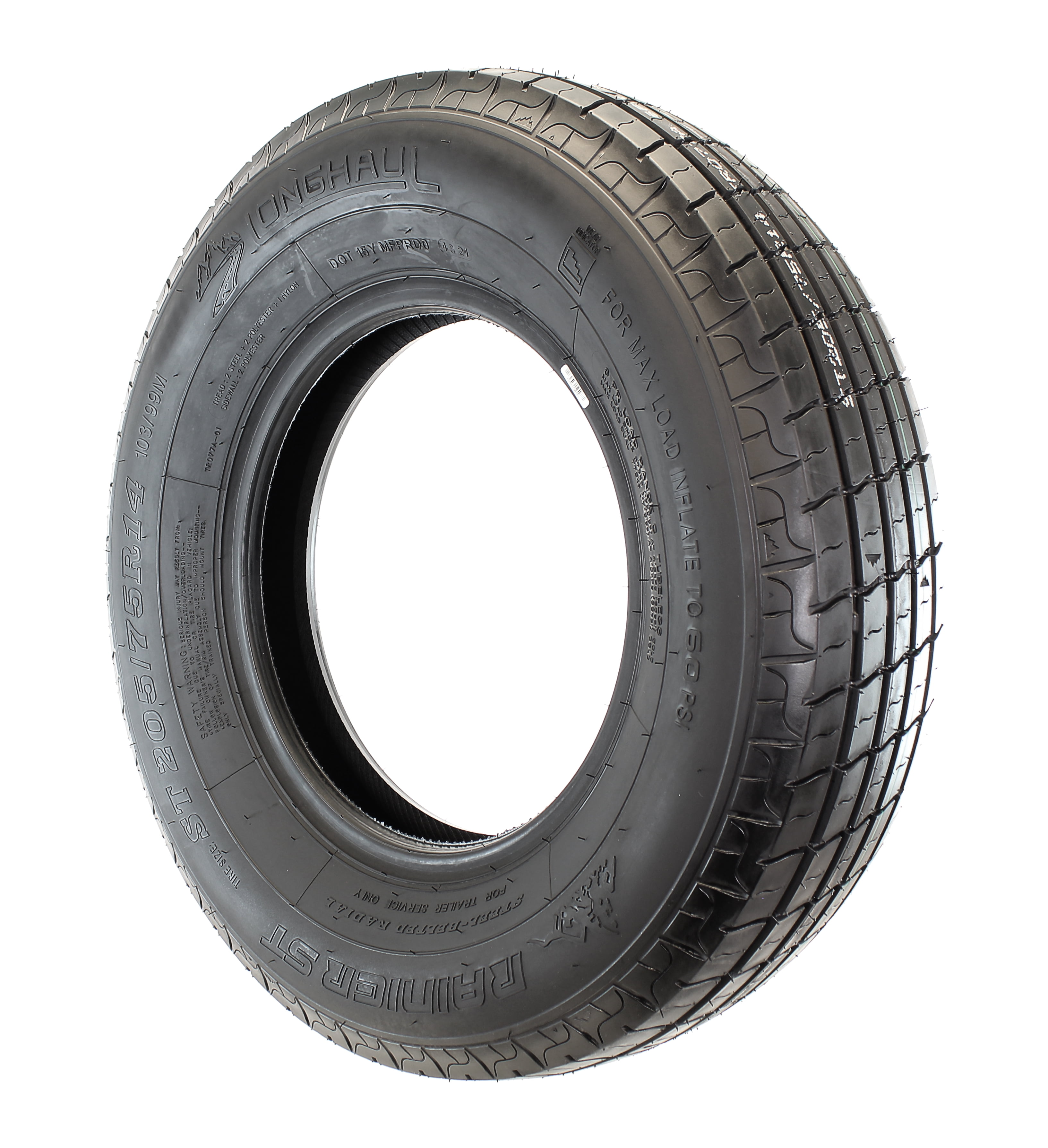 eCustomrim Radial Trailer Tire ST205/75R14 14 Inch Load Range D 6 Year Warranty