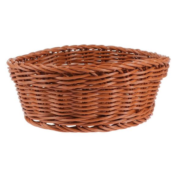 DINHEAROM Imitation Rattan Storage Basket Brown 1Pc 7.5X7.5X3In