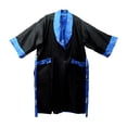 thumbnail image 2 of Reversible Thai Silk Unisex Classic Kimono Gown Bath Robe Pajamas Sleepwear - Blue, 2 of 4