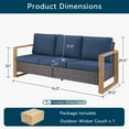 thumbnail image 7 of Unnifurnzi Outdoor Wicker Couch-3 Seater High Back Patio Couch Patio Sofa for Deck Porch Garden Balcony Poolside-Brown/Blue, 7 of 7