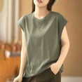 thumbnail image 2 of fatyb Womens Summer Tops Cap Sleeve Casual T Shirts Crew Neck Comfort Loose Beach Vacation Tee Blouses, 2 of 5