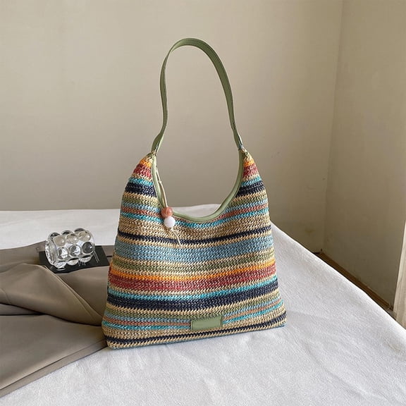 Woven Tote Bag for Women, Large Capacity Shoulder Bag, Adjustable Crossbody Bag, Stylish Vacation and Beach Tote, Casual Boho Purse