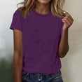 thumbnail image 2 of ADSSDQ Womens Short Sleeve Tops Summer T Shirts Round Neck Causal Fashion Basic Tee Loose Fit Blouses Dark Purple XL, 2 of 7