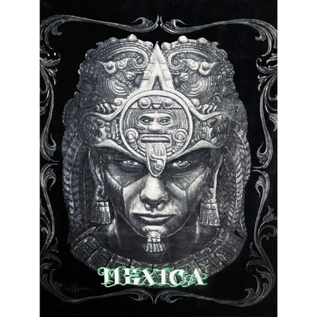 DGA Day of The Dead Aztec Eagle Warrior Sun Calendar Extra Thick Soft Queen Size Blanket - Mexica