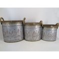 thumbnail image 1 of Set Of 3 Antique Finish Lavender Garden With Brown Trim And Rope Handles Planters, 1 of 1