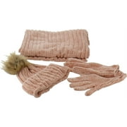 Warm Cozy 3-Pc Chenille Hat Scarf Gloves Set Women's 727-173