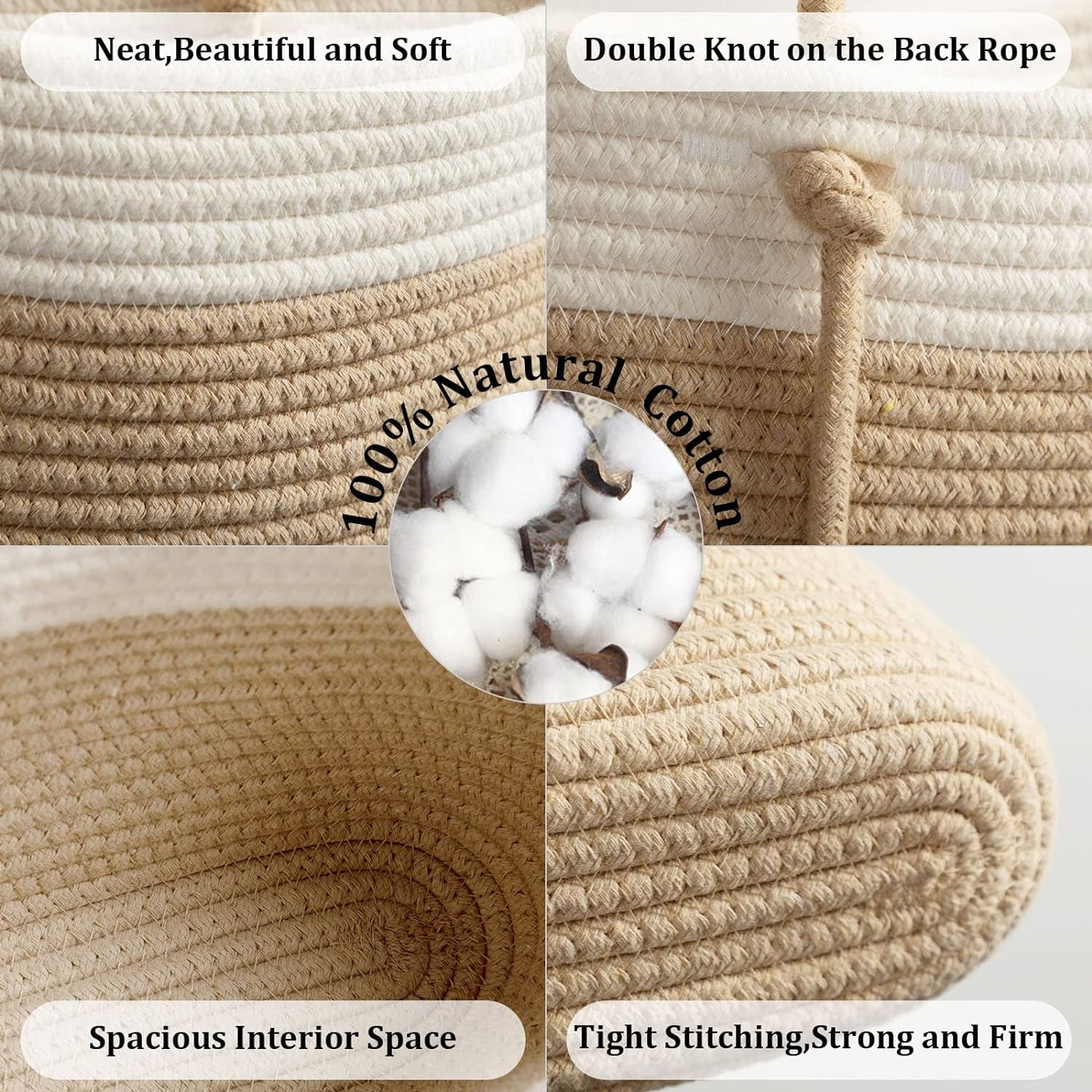 Over the Door Hanging Basket, 3-Tier Woven Cotton Wall-Mounted Storage Organizer Bag Decorative Hanging Nursery Baskets - Jute