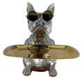 thumbnail image 3 of Estatua artística de perro BLESIY de resina organizador para llaves decoración de dormitorio Plata, 3 of 8