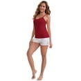 thumbnail image 5 of DARING DIVA Women's Spaghetti Straps Flowy Pleated Front Camisole Tops L Wine Red, 5 of 6