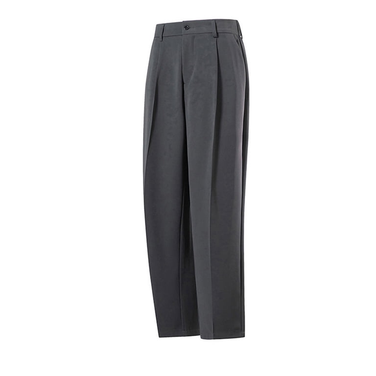 Mens Pleated Front Dress Pants Business Casual Wrinkle-Resistant