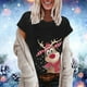 thumbnail image 2 of Camiseta holgada de manga corta con cuello redondo y estampado navideño informal a la moda para mujer Pompotops hfajkhk124492, 2 of 6