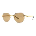 thumbnail image 1 of Mens Luxury Victorian Engraving Rimless Rounded Rectangle Sunglasses Gold Solid Brown, 1 of 4