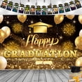 thumbnail image 2 of 2025 Class Graduation Photography Black And Gold Bachelor Cap Balloon Grad Congrats Banner Background Congrats Grad Prom Banner Background, 2 of 8