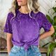 thumbnail image 2 of Mujeres Pantalones Cortos de Manga Corta Impresa Floral Cuello Redondo Superior / Camisa Poliéster, Blusa Casual de Moda para el Uso Diario Del Hogar, 2 of 8