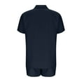 thumbnail image 5 of DDAPJ pyju 2 Piece Lounge Outfits for Women Short Sleeve Button Down Shirt and Shorts Casual Tracksuit Set with Pockets Ofertas Prime Dark Blue L, 5 of 7