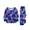 thumbnail image 2 of Halloween Pajamas, Halloween Matching Family Pajamas Purple Blue Colorful Ghost Print Long Sleeve 2Pcs Pj Set Soft Sleepwear Nightwear Loungewear Holiday Party Costume Fun Spooky Season for Family, 2 of 7