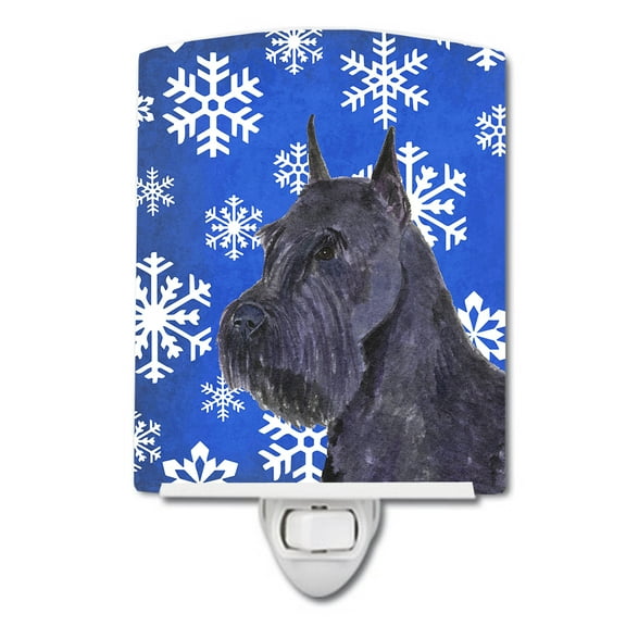 Caroline's Treasures SS4661CNL Schnauzer Winter Snowflakes Holiday Ceramic Night Light, 6x4x3", multicolor
