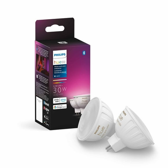 Bombilla LED inteligente Philips Hue MR16 blanca y en color (paquete de 2)