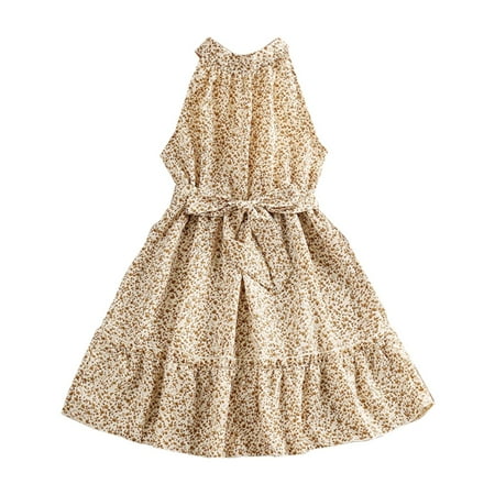 

WUXIAN Toddler Floral Girls Dresses Age 4 To 7 Years Kids Summer Outfits Casual Halter Sleeveless Cute Short Sun Dresses Baby Sundress Children Cozy Dailywear