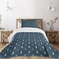 thumbnail image 3 of Ambesonne Lighthouse Quilted Bedspread Set 2 Pcs, Nautical Themed Form, Twin Size, Dark Sky Blue White and Ruby, 3 of 6