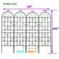 thumbnail image 6 of 4 Pack Metal Garden Trellis 71" x 19.7" Rustproof Trellis for Climbing Plants Outdoor Flower Support Black, 6 of 6