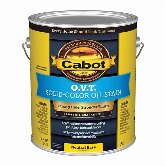 Cabot O.V.T. Solid Color Exterior Stain - Durable, Oil-Based - 1 Gallon, Neutral