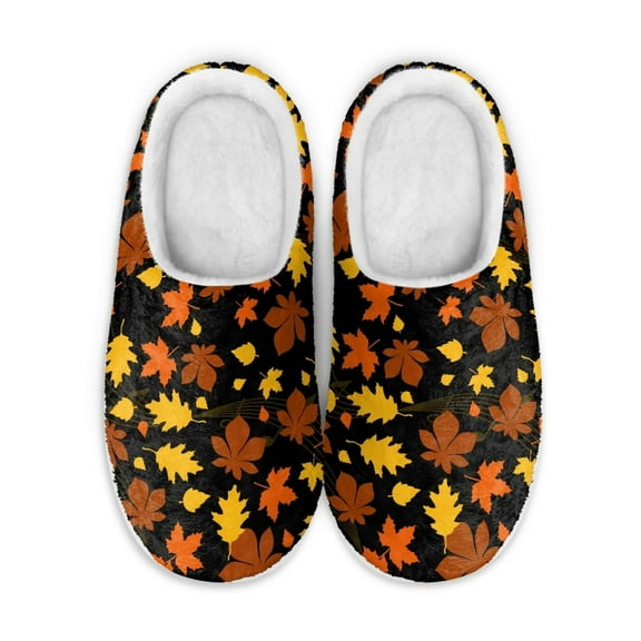 FUIALDOLG Thanksgiving Day Slippers for Women Comfy Fleece Lined Shoes with Memory Foam