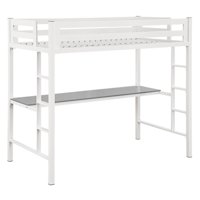 Walker Edison Bentley Twin Metal Loft Bed with Workstation