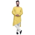 thumbnail image 1 of Atasi Asymmetric Indian Mens Long Kurta Solid Round Neck Kurtas Party Wear, 1 of 5