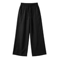 thumbnail image 6 of FAIWAD Linen Pants Women Wide Leg Palazzo Pants Drawstring Elastic Waist Casual Beach Vacation Travel Trousers with Pockets, 6 of 8