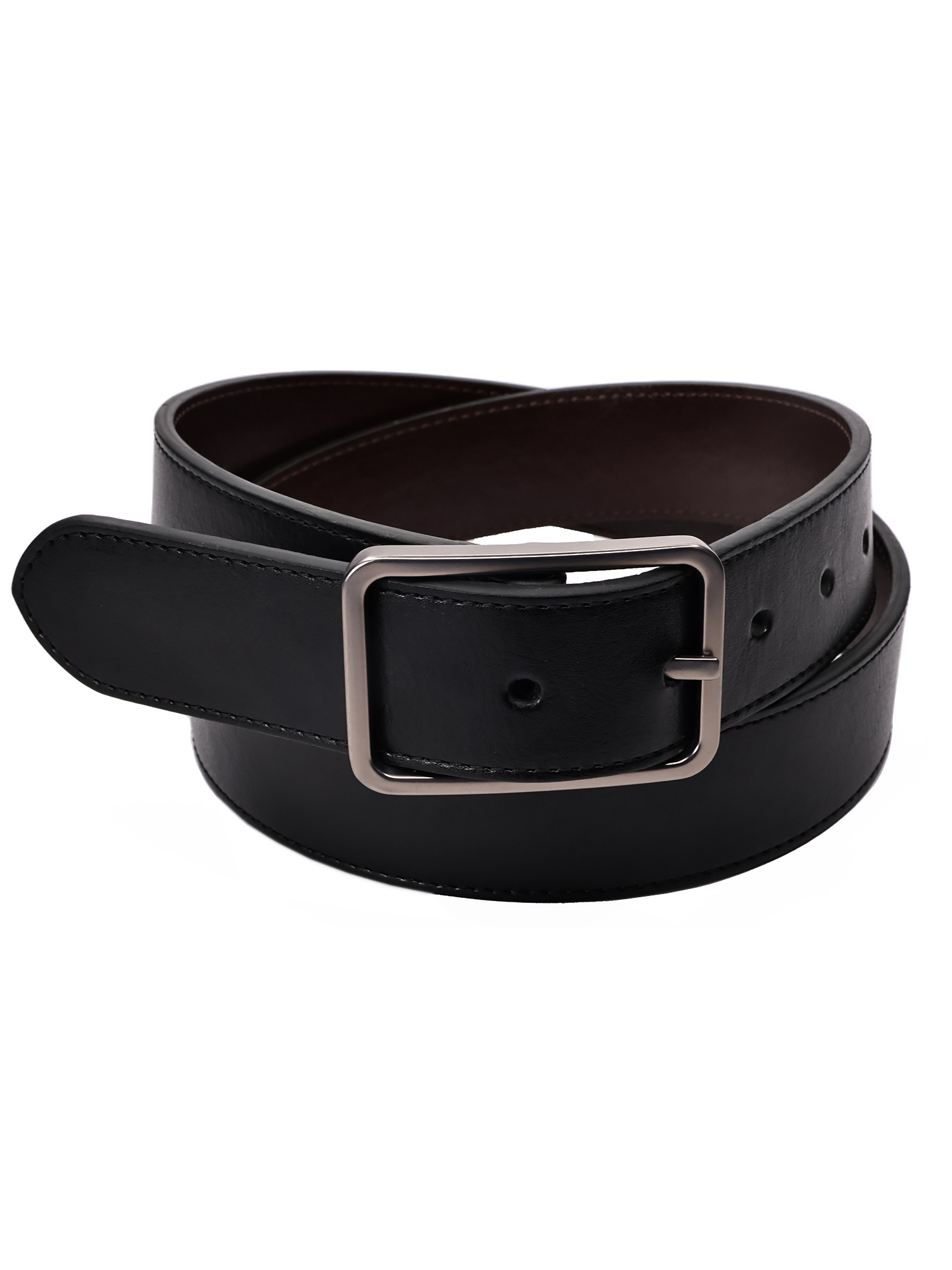 nickel free titanium dress belt buckle modern black Black Dress Belt with Titanium Buckle by Nickel Smart 44 inch / Black / Titanium/Leather main image 1